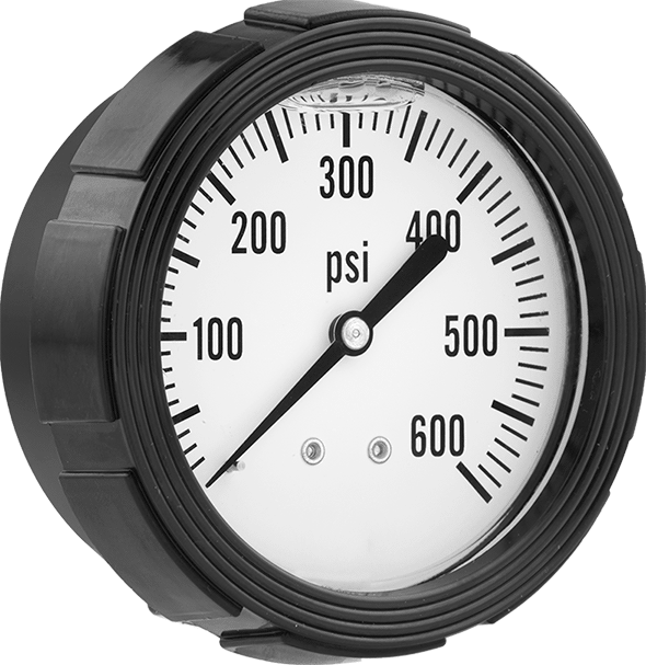 McMaster 9880T21 Vibration-&Corrosion-Resistant Pressure Gauge, High-Clarity, 1/4 NPT Center Back Connection, 2-1/2" Dial
