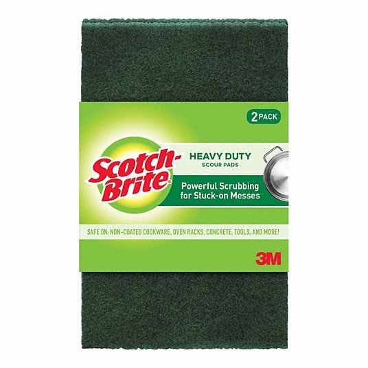 Scotch-Brite 222 Scotch-Brite Heavy Duty Scour Pad Synthetic Fiber, 6 in Lg, 3 3/4 in Wd, 2 PK