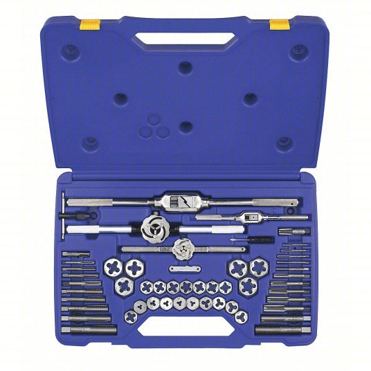 Irwin 24640 Tap and Die Set 53 Pieces, 1/8"-27 Min. Tap Thread Size, 3/4"-16 Max. Tap Thread Size, Plug
