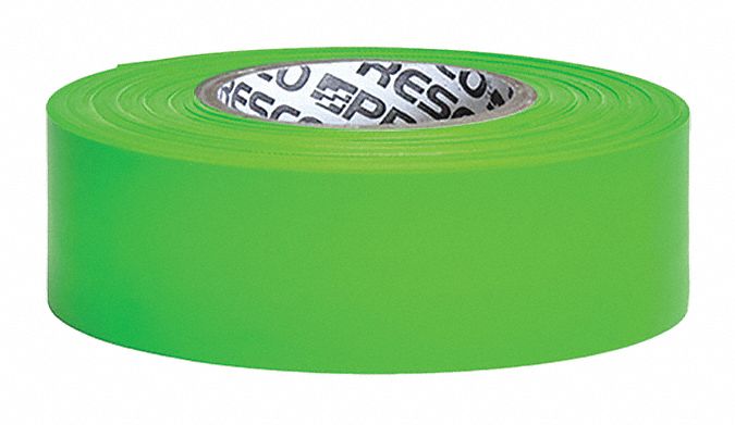 Approved Vendor TFG-200 Flagging Tape, Green, No Legend, 1-3/16 in W x 300 ft L, 2.5 mil Vinyl