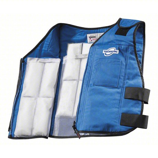 Techniche 6626-BLUEM/L Cooling Vest Cold Pack Inserts, L, Blue, Cotton, 2 to 3 hr, Zipper, 3 hours, 58° F, 58° F