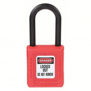 Master Lock 406RED Lockout Padlock Keyed Different, Thermoplastic, Std Body Body Size, Plastic, Red