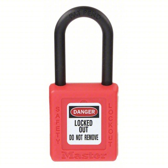 Master Lock 406RED Lockout Padlock Keyed Different, Thermoplastic, Std Body Body Size, Plastic, Red
