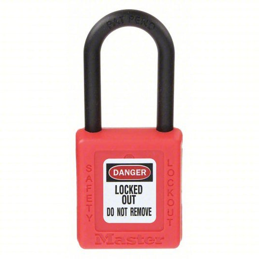 Master Lock 406RED Lockout Padlock Keyed Different, Thermoplastic, Std Body Body Size, Plastic, Red