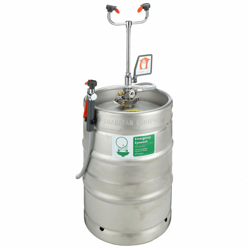 Guardian G1562 Pressurized Portable Eyewash, 15 gal Stainless Steel Tank, Yellow, Eyes & Face