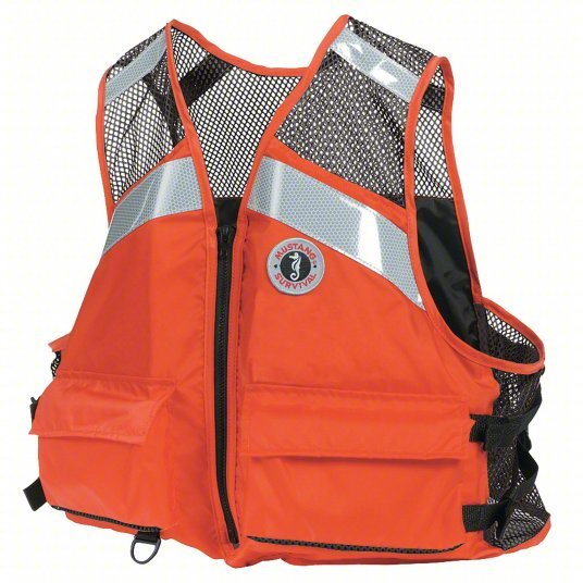 Mustang Survival MV1254T1-2-4XL/5XL-216 Life Jacket Orange, Type III, 15 1/2 lb Buoyancy, SOLAS-Grade Reflective, 5XL
