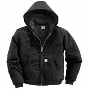 Carhartt J140-BLK MED TLL Men's Black Cotton Hooded Duck Jacket size M Tall