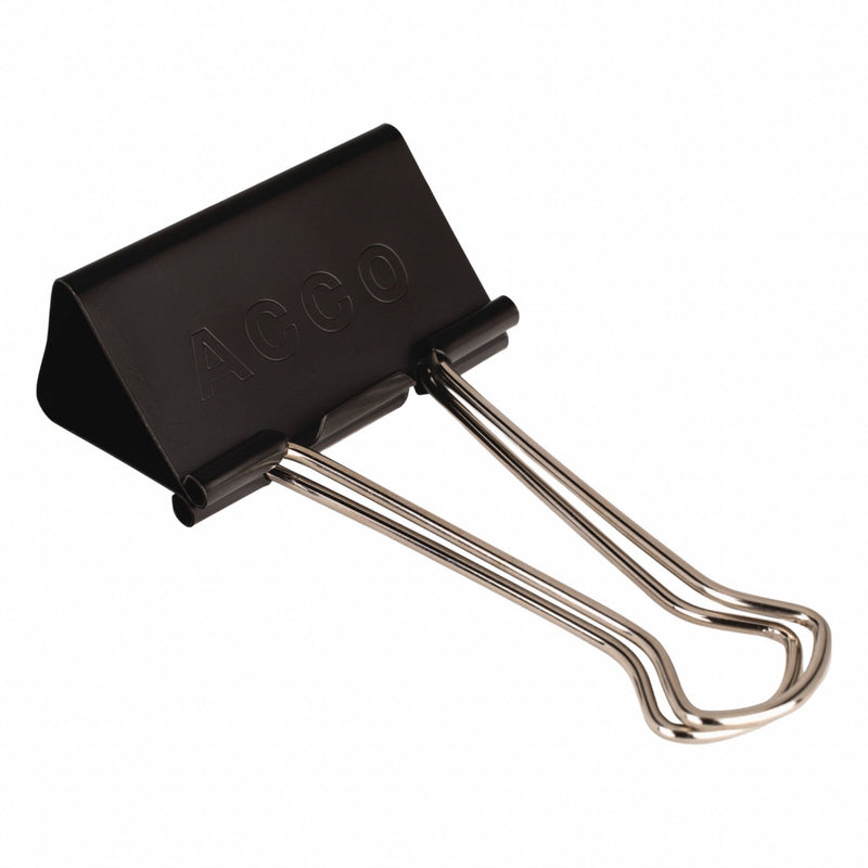 Acco ACC72100 Binder Clip, Plastic/Steel, Black, 1 in Holding Capacity, 12 PK