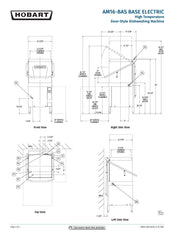 Hobart AM16-BAS-4 Standard 17 Inch Opening High Temp Sanitizing Door Style Dishwasher Single Tank 480 Volts 3 Phase
