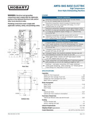 Hobart AM16-BAS-4 Standard 17 Inch Opening High Temp Sanitizing Door Style Dishwasher Single Tank 480 Volts 3 Phase