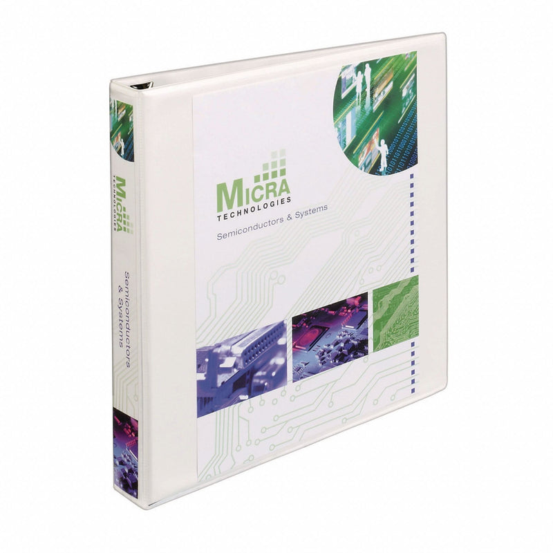 Approved Vendor AVE01318 Ring Binder, 1 in Ring Size, D-Ring, 275 Sheet Capacity, Clear Sleeve, Polypropylene, White