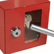 Barska AX11838 Key Box 1 Key Capacity, Single Key Lock, Steel, Red, 4 in Ht, 4 in Wd, 2 in Dp, Wall Mount