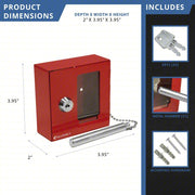 Barska AX11838 Key Box 1 Key Capacity, Single Key Lock, Steel, Red, 4 in Ht, 4 in Wd, 2 in Dp, Wall Mount
