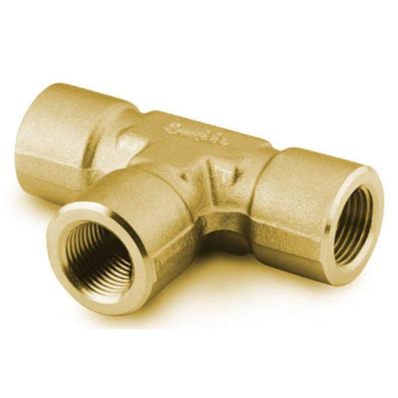 Swagelok B-4-T Brass Pipe Fitting, Tee, 1/4 in. Female NPT