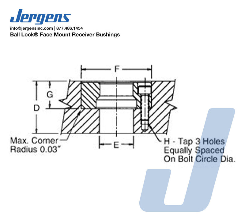 Jergens 49504 Receiver Bushing, 35mm Face Mount, Ball Lock