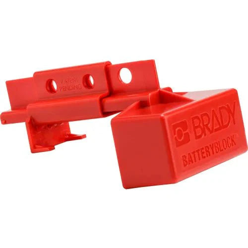 Brady 150841 BatteryBlock™ Power Connector Lockout For Forklifts, Red, 120V