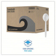 Boardwalk BWKSSHWPPWIW Disposable Soup Spoon White, Heavy-Wt, Plastic, Wrapped, 1,000 PK