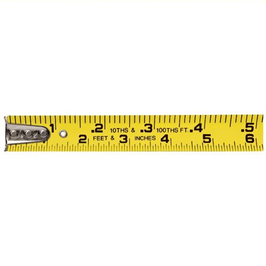 Keson PGT181033V Tape Measure Inch/Engineer's Scale, Nonmagnetic Single Hook Tip, Plastic, 33 ft, Std Blade