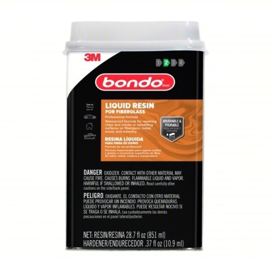Bondo 402 Fiberglass Resin Polyester, Tan, Concrete/Fiberglass/Metal/Wood, 8 min Working Time, Can