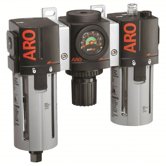 ARO C38351-801 Filter/Regulator/Lubricator 3/4 in NPT, 171 scfm, 140 psi Max Op Pressure, 5 micron, Auto Drain