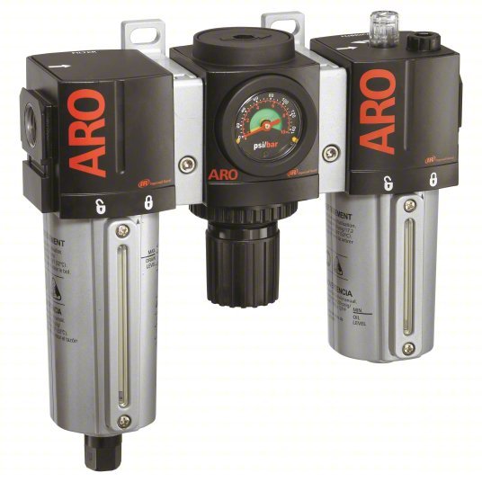 ARO C38341-811 Filter/Regulator/Lubricator 1/2 in NPT, 150 scfm, 140 psi Max Op Pressure, 5 micron, Metal Bowl