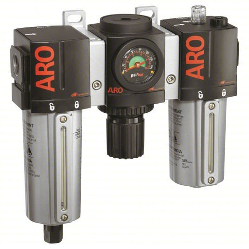 ARO C38341-811 Filter/Regulator/Lubricator 1/2 in NPT, 150 scfm, 140 psi Max Op Pressure, 5 micron, Metal Bowl