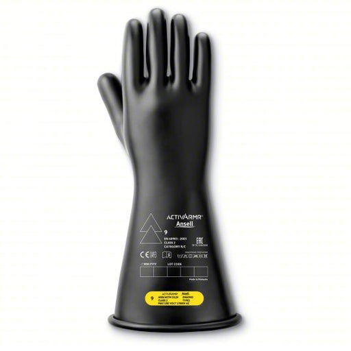 Ansell Activarmr CLASS 2 B 14 Hyflex Electrical Gloves, Class 2, Black, Sz 9, PR