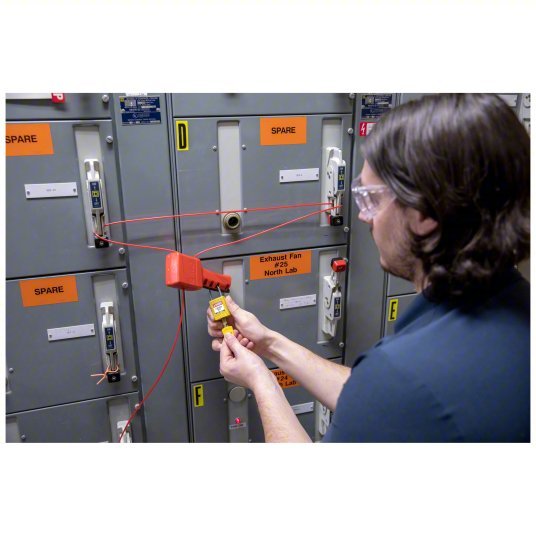 Brady 50941 Cable Lockout Pinch Point/Tab Cinching, Includes Cable, Nylon, 8 ft Cable Lg, Red PK14