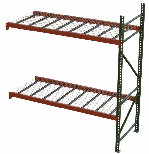 Husky Rack & Wire 183609643108DA Pallet Rack Add-On Unit 111x36x8 ft 16ga Beams 14ga Uprights Green/Orange
