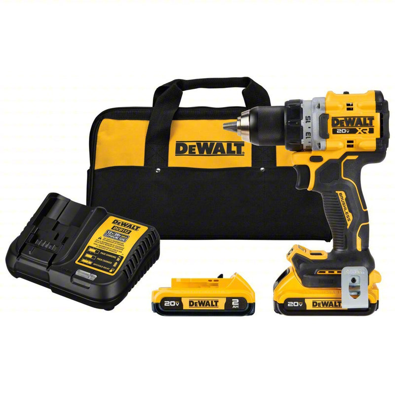 Dewalt DCD800D2 Cordless Drill/Driver Kit 20V DC, Compact, 1/2 in Chuck, 2,000 RPM Max., Brushless Motor