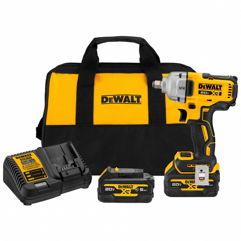 DeWalt DCF891GP2 20V MAX XR Cordless Impact Wrench Kit, 1/2 in, 600 ft-lb, Brushless, 2x 5.0Ah Batteries