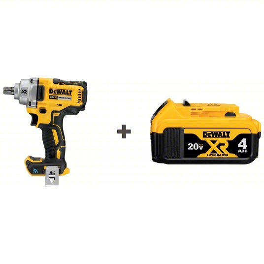 DeWalt DCF896B/DCB204 Cordless Impact Wrench Kit 1/2 in Square Drive Size, 330 ft-lb Fastening Torque, Brushless Motor