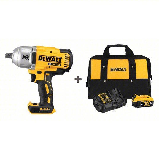 Dewalt DCF899B/DCB205CK Impact Wrench 1/2 in Square Drive Size, 1,200 ft-lb Breakaway Torque, Brushless Motor, 5.0 Ah