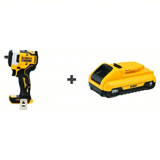 DeWalt DCF913B/DCB240 Cordless Impact Wrench, 400 ft-lb, 3/8 in, Includes Battery (4 Ah)
