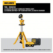 Dewalt DCL079R1 Cordless Tripod Light 20V MAX, Battery Included, 3,000 lm Max., 3 Modes, 88 in Max. Ht