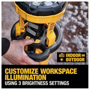 Dewalt DCL079R1 Cordless Tripod Light 20V MAX, Battery Included, 3,000 lm Max., 3 Modes, 88 in Max. Ht