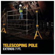 Dewalt DCL079R1 Cordless Tripod Light 20V MAX, Battery Included, 3,000 lm Max., 3 Modes, 88 in Max. Ht