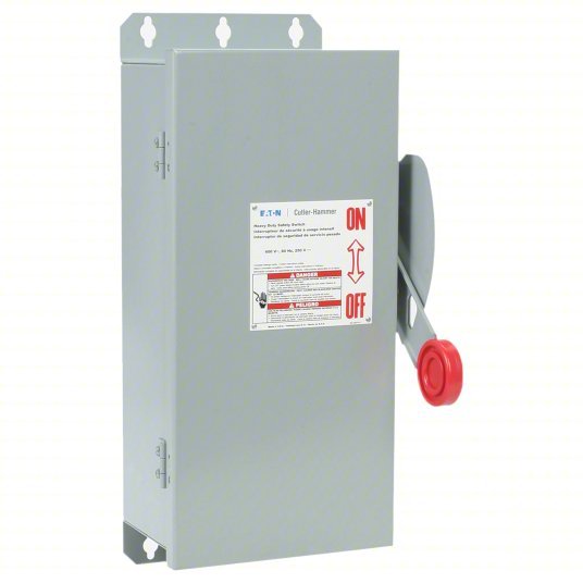 Eaton DH361UGK Safety Switch Non-Fusible, 30 A, Three Phase, 600V AC, Galvanized Steel, Indoor