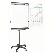 Mastervision EA48062119 Dry Erase Board Mobile/Casters, 42 in Dry Erase Ht, 29 1/2 in Dry Erase Wd, 27 in Dp, Black, White
