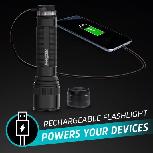 Energizer ENYMHT61 Flashlight Rechargeable, 1,200 lm Max Brightness, USB Cord Charger Included, Black - Redwood.KV797EY3