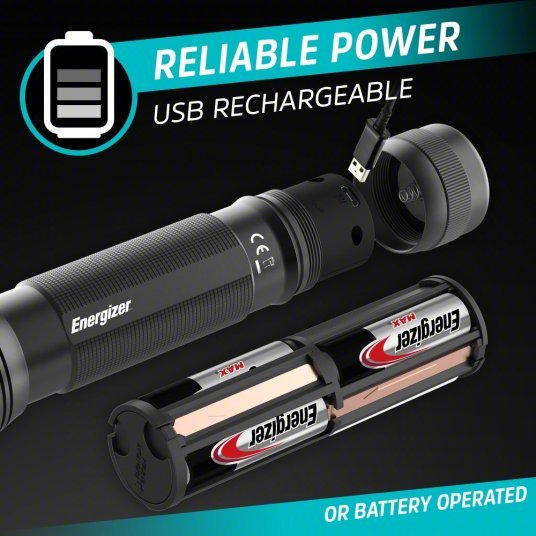 Energizer ENYMHT61 Flashlight Rechargeable, 1,200 lm Max Brightness, USB Cord Charger Included, Black - Redwood.KV797EY3