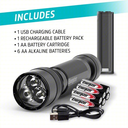 Energizer ENYMHT61 Flashlight Rechargeable, 1,200 lm Max Brightness, USB Cord Charger Included, Black - Redwood.KV797EY3