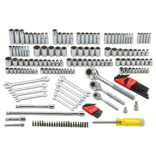 Proto J47184-1A Socket Wrench Set: 184 Total Pcs, Metric/SAE, 1/4 in/3/8 in/1/2 in Socket Drive Size, Tool Box