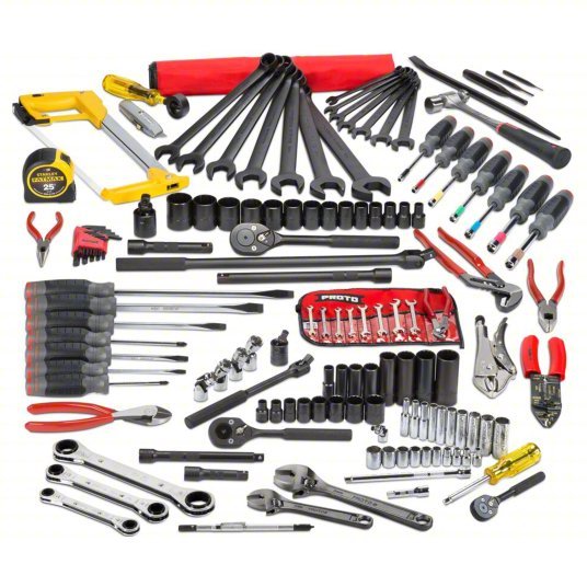 Proto JTS-0141RRBX1A Master Tool Set 141 Total Pcs, SAE, 1/4 in/3/8 in/1/2 in Socket Drive Size, Tool Box