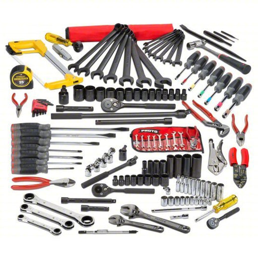 Proto JTS-0141RRBX1A Master Tool Set 141 Total Pcs, SAE, 1/4 in/3/8 in/1/2 in Socket Drive Size, Tool Box