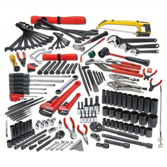 Proto JTS-0172RR Railroad Tool Set 203 Total Pcs, SAE, 1/4 in/3/8 in/1/2 in Socket Drive Size