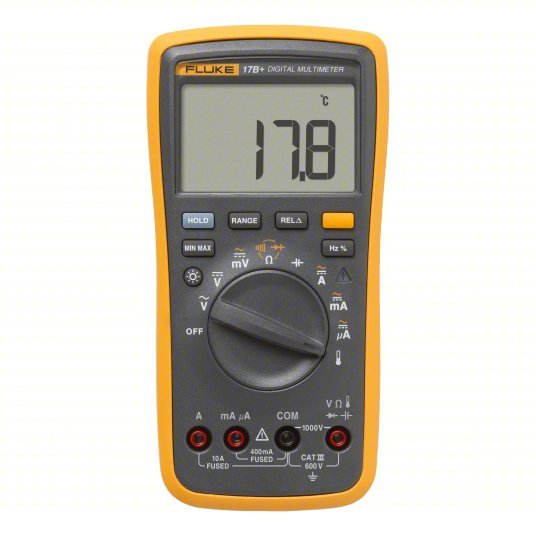 FLUKE-17B+ ESP Digital Multimeter CAT III 600V, Avg, 1,000 V Max AC Volt Measurement, 4,000, LCD