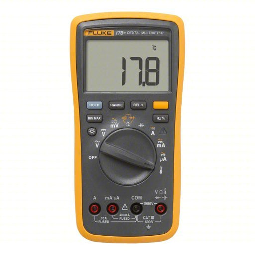 FLUKE-17B+ ESP Digital Multimeter CAT III 600V, Avg, 1,000 V Max AC Volt Measurement, 4,000, LCD