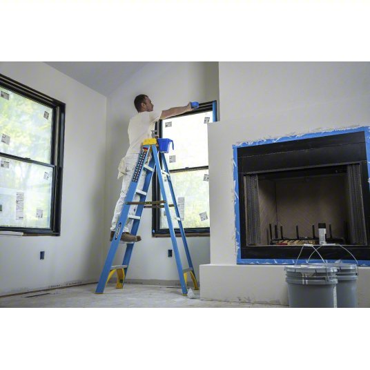 Werner 6006 Stepladder 6 ft Ladder Ht, 5 Steps, 250 lb, 41 1/8 in Base Spread, 22 in Bottom Wd