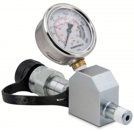 Enerpac GA45GC Gauge Adapter Assembly 0 to 10,000 psi, 2 1/2 in Dial, 3/8 in NPTF Male, Bottom